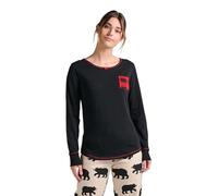 Hatley Women's Long Sleeve Pajama Top, Black with Buffalo Plaid Pocket, M UK