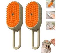 Hatlyhsbza Spritz Defur Comb for Cats, 3 in 1 Water Cat Brush, Detangles All Hair Types, Orange, 2024 Upgrade, 2PCS Red