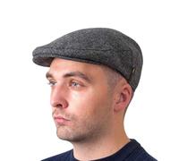 Hatman of Ireland 100% Wool Flat Cap Handmade in Ireland, Clerical Grey 1, M