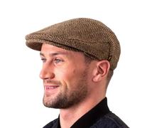 Hatman of Ireland Authentic Tweed Flat Cap 100% Irish Wool Handmade Ireland Men Casquette Navy Green Charcoal (US, Alpha, X-Large, Brown), Brown, XL
