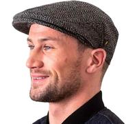 Hatman of Ireland Authentic Tweed Flat Cap 100% Irish Wool Handmade Ireland Men Casquette Navy Green Charcoal, Charcoal, L