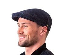 Hatman of Ireland Authentic Tweed Flat Cap 100% Irish Wool Handmade Ireland Men Casquette Navy Green Charcoal, Blue,navy, M