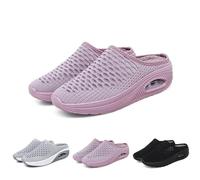 Hatmeo Women Orthopedic Slippers, Air Cushion Slip-On Diabetic Walking Shoes with Arch Support, Lightweight Breathable Sneakers Slippers Wide Toe Box Shoes for Women Indoor Outdoor(Pink,5.5 UK)