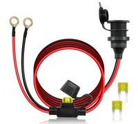 HATMINI 10FT 12V/24V Fixed Thread Cigarette Lighter Socket to O Ring Terminal Cord,20A 14AWG Waterproof Cigarette Lighter Female Socket Replacement Cable,8mm Ring Eyelet Terminal