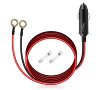 HATMINI 10FT 14AWG Cigarette Lighter Male to O Ring Terminal Harness Extension Cable 20A 12V/24V Heavy Duty Cigarette Lighter Male Plug Cable,8mm Ring Eyelet Terminal
