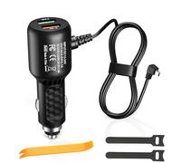 HATMINI 11.5FT Dash Cam Mini USB Power Cable Adapter,With Dual USB Fast Charging Port Dashcam Power Adapter ,90 Degree Mini USB Left Universal Car Adapter Power Cord for Driving Recorders