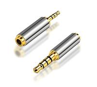 HATMINI 2.5mm Male to 3.5mm Female Adapter 2 Pack Gold Plated Jack Stereo Full Metal Connector Converter for Smartphones, Headphone, Mic, Tablets (1 pair)