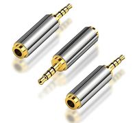 HATMINI 2.5mm Male to 3.5mm Female Adapter 3 Pack Gold Plated Jack Stereo Full Metal Connector Converter for Smartphones, Headphone, Mic, Tablets (2.5M)