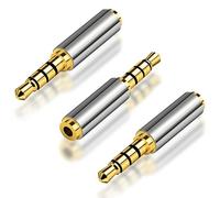 HATMINI 2.5mm Maleto 3.5mm Female Adapter 3 Pack Gold Plated Jack Stereo Full Metal Connector Converter for Smartphones, Headphone, Mic, Tablets (3.5M)