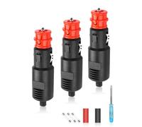 HATMINI 3-Pack Car Cigarette Lighter Replacement Adapter - 12V/24V Universal Power Plug with 8A Fuse Protection, Extra 10A Spare Fuses, Screwdriver & Heat Shrink Tubes for Road Trips, RV, Boat