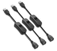 HATMINI 3 Pcs USB2.0 Data Switch Extension Cable 5V USB Male to Female Extender with Switch Support Data and Power Transfer Suitable for USB Fan, LED Strip, Desk Lamp, Driving Recorder LED Strip