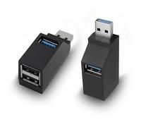 HATMINI 3 Ports USB Hub,USB Male to Female Expansion Adapter 2 Pcs 90 Degree Splitter 1 USB 3.0 and 2 USB 2.0 Port Portable Powered Data for Connecting Mobile Hard Disk, U Disk, Camera, Mouse,etc