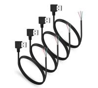 HATMINI 90 Degree Right Angle USB 2.0 Male to 4-Pin Bare Wire Adapter Cable, 4Pcs USB A to Bare Wire Converter DIY Repair Kit for Car Electronics/Industrial Devices-3.3FT