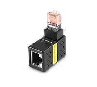 HATMINI Gigabit 360 Degree Ethernet Adapter，90 Degree Angle Network LAN Cat5 Cat6 Extension Adapter，1000Mbps RJ45 8P8C Male to Female Connector for Computers, Laptops, Routers (1)