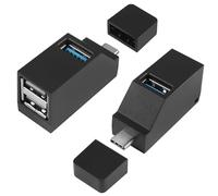 HATMINI USB C to USB Adapter,3Port USB C Hub Adapter 2 Pcs 90 Degree USB Hub Splitter 1 USB 3.0 and 2 USB 2.0 Port Portable Powered Data for Connecting Mobile Hard Disk, U Disk, Camera, Mouse,etc