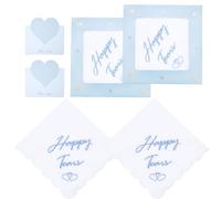 HATOFES Embroidered Wedding Handkerchief 60S Cotton White Hankies Embroidery Hanky for Bride Groom Wedding Day FUN Gift, Tissue, Napkin, Something Blue,12"x12" (Happy Tears X 2)