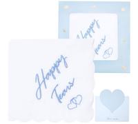 HATOFES Embroidered Wedding Handkerchief 60S Cotton White Hankies Embroidery Hanky for Bride Groom Wedding Day FUN Gift, Tissue, Napkin, Something Blue,12"x12" (Happy Tears)