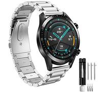 Hatolove 22mm Strap for Huawei Watch GT2 Pro 46mm/GT 4 46mm/GT3/GT3 Pro 46mm/GT 2/GT Active/Galaxy Watch 3 45mm/Galaxy Watch 46mm/Gear S3, Stainless Steel Strap Adjustable Metal Strap for Huawei GT