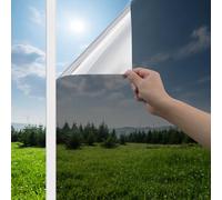 Haton Heat Reflective Window Film Privacy for Glass Windows Black Silver 90x200cm, One Way Clear Mirror Tint Film Anti Glare and UV, Static Cling Sticker See Out Not In for Home Office