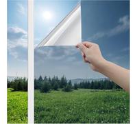 Haton Heat Reflective Window Film Privacy for Glass Windows Silver 75x400cm, One Way Clear Mirror Tint Film Anti Glare and UV, Static Cling Sticker See Out Not In for Home Office