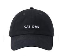 Hatphile: Cat Mom & Dad Hats for Proud Cat Parents | for Men & Women | Embroidered Text - Adjustable Fit - 100% Cotton, Cat Dad Black Cap, Large