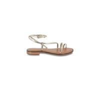 Hatrio Toe Post Sandals in Leather with Flat Heel Gold-Coloured