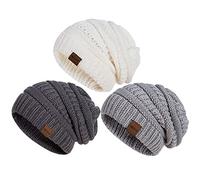 Hatromm Slouchy Beanie Hat Women 3 Pack, Winter Hats for Men Women Oversized Knit Warm, Beanie Hats for Women Thick for Cold Weather