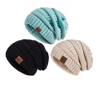 Hatromm Slouchy Beanie Hat Women 3 Pack, Winter Hats for Men Women Oversized Knit Warm, Beanie Hats for Women Thick for Cold Weather