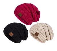 Hatromm Slouchy Beanie Hat Women 3 Pack, Winter Hats for Men Women Oversized Knit Warm, Beanie Hats for Women Thick for Cold Weather