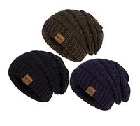 Hatromm Slouchy Beanie Hat Women 3 Pack, Winter Hats for Men Women Oversized Knit Warm, Beanie Hats for Women Thick for Cold Weather