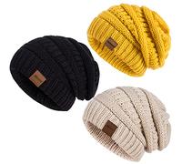 Hatromm Slouchy Beanie Hat Women 3 Pack, Winter Hats for Men Women Oversized Knit Warm, Beanie Hats for Women Thick for Cold Weather