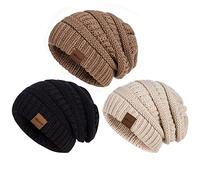 Hatromm Slouchy Beanie Hats Women 3 Pack, Oversized Knit Warm Winter Hats for Men & Women, Thick for Cold Weather