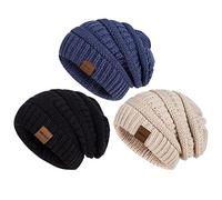 Hatromm Slouchy Beanie Hats Women 3 Pack, Oversized Knit Warm Winter Hats for Men & Women, Thick for Cold Weather
