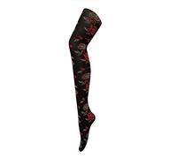 Hats By Cressida Women's 40 Denier Opaque High Rise Rose Patterned Tights - One Size - Black - Adults