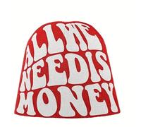 Hats Caps Skullies Beanies Beanie All We Need is Money Beanie Letter Jacquard Hip Hop Knit Hat Unisex Skull Cap Warm Elastic Beanies Cap for Women & Men 5859 Red
