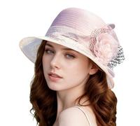 Hats Children's Women's Hat Bridal Wedding Church Tea Party Outdoor Elegant Temperament Sun Hat Elegant Flower French Bowler Hat Sun Protection Lace Pelvic Hat Women's Hat, pink, M