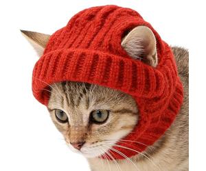 Hats for Cats Knitted Soft Beanie with Ear Holes