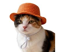 Hats for Cats, Straw Novelty Funny Lightweight Apparel, Cat Bucket Hat, for Summer Holiday Halloween Birthday Party Garden Outdoor Daily Home
