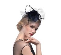 Hats for Women Fascinators Fascinators Hat Flower Mesh Feathers on a Headband Womens Flower Feather Hat For Tea Party Cocktail Wedding Church Teeth Headbands Women Thin (Black, One Size)