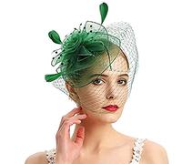 Hats for Women Fascinators Flower Feather Headband Fascinator Wedding Headwear Womens Pillbox Flower Hat for Tea Party Cocktail Wedding Church Workout Headwear Men (Green, One Size)