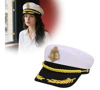 Hats:Funny Adjustable White Sailor Cap Yacht Boat Hats Party Hats Bachelor, Nautical Theme Cruise Hats Vfm869 (F, A)