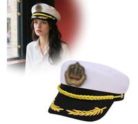 Hats:Funny Adjustable White Sailor Cap Yacht Boat Hats Party Hats Bachelor, Nautical Theme Cruise Hats Vfm869 (B, A)