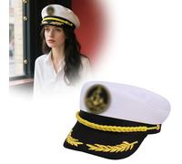 Hats:Funny Adjustable White Sailor Cap Yacht Boat Hats Party Hats Bachelor, Nautical Theme Cruise Hats Vfm869 (D, A)