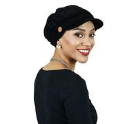 Hats Scarves & More Newsboy Cap for Women Cancer Headwear Chemo Hat Brianna Cabbie Black Ladies Head Coverings Corduroy (Black)