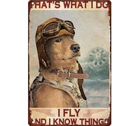 Hat'S What I Do Dog Metal Tin Signs I Fly and I Eknow Things Print Poster School Garden Farm Table Garage Bar Club Kitchen Home Wall Decoration Gift 8x12 Inch