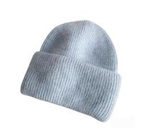 CCTUNG Beanie hats Winter Angora Rabbit Wool Keep Warm Knitting Solid Cap Leisure Lady Skullies Beanies Cap Men Women Cool Hat-Light Blue,One Size