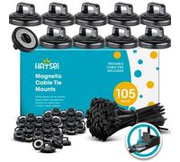 HATSBI. Magnetic Cable Zip Tie Mounts Multipurpose (105 Pack) Neodymium Magnets Black 105 Black Cable Zip Ties Included. Cable Holder for Cable Management. Holds Standard Zip Ties/Cable Ties.