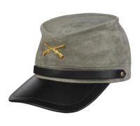 Hatshopping Confederate Leather Cap Suede Beanie (One Size - Grey)