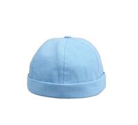 HATSQUARE Cotton Docker Cap, Unisex Brimless Cap, Men Skull Cap, Brimless Beanie Hat, Men Women Cuffed Hat - Baby Blue