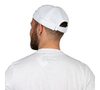 HATSQUARE Cotton Docker Cap, Unisex Brimless Cap, Men Skull Cap, Brimless Beanie Hat, Men Women Cuffed Hat - White
